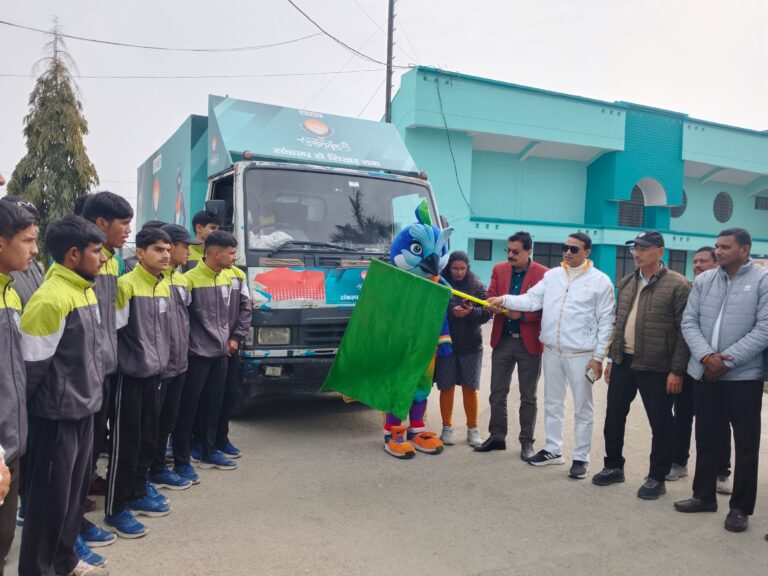 राष्ट्रीय खेलों के लिए जागरूकता फैलाने के उद्देश्य से रूद्रपुर स्पोर्ट्स स्टेडियम से प्रचार रथ हुआ रवाना ।