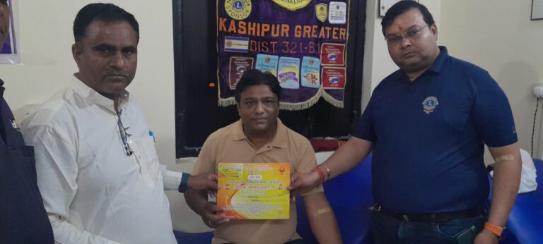 धामी सरकार के 3 वर्ष पूर्ण होने की खुशी में काशीपुर में हुआ रक्तदान शिविर का आयोजन