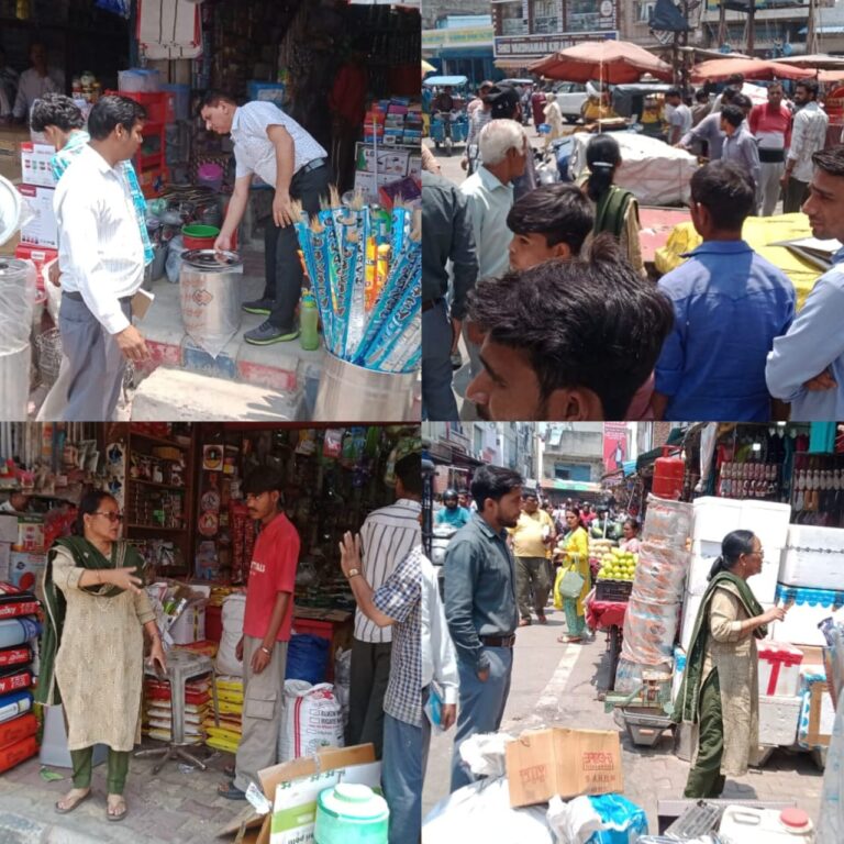 गंदगी फैलाने पर नगर निगम ने पांच लोगों के काटे चालान सड़क पर अतिक्रमण करने वालों को दी चेतावनी